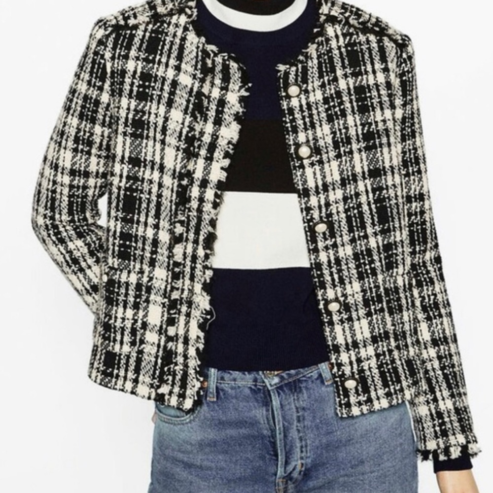 ZARA Black & White Tweed Jacket